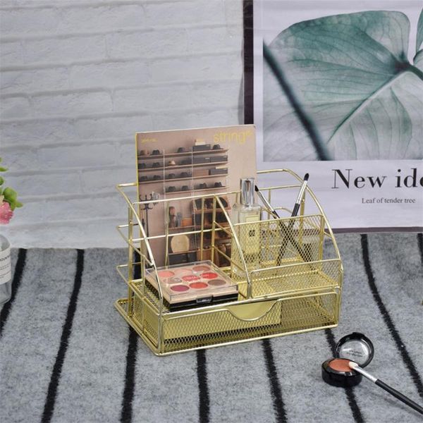 

storage baskets rose gold tyrant mesh office supplies accessories with drawer for home deskcosmetic organizer holder decor
