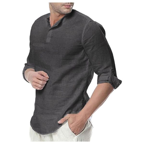 

men's casual shirts plus size mens hawaiian shirt fashion round neck sleeve solid color vintage clothes chemise homme, White;black