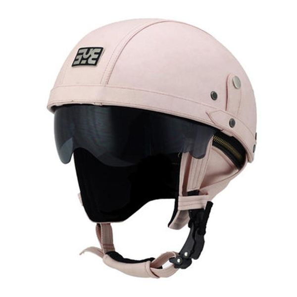 

motorcycle helmets bye 558 half face helmet dot approved with internal sunglasses light pink brown black for adults