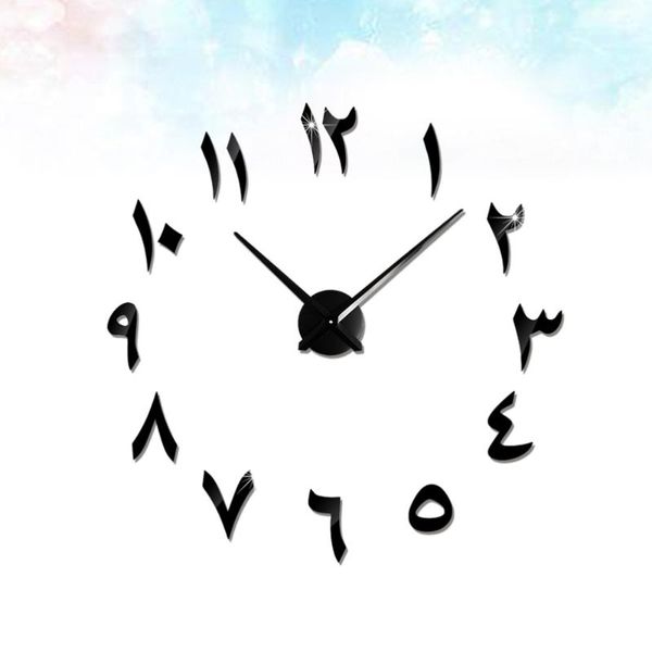 

creative luxury large diy 3d stereoscopic european simple wall clock dial for home decor office without battery (black) clocks