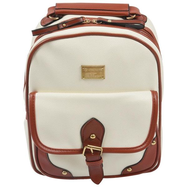 

vintage leather backpack rucksack shoulder travel school bag knapsack beige bags