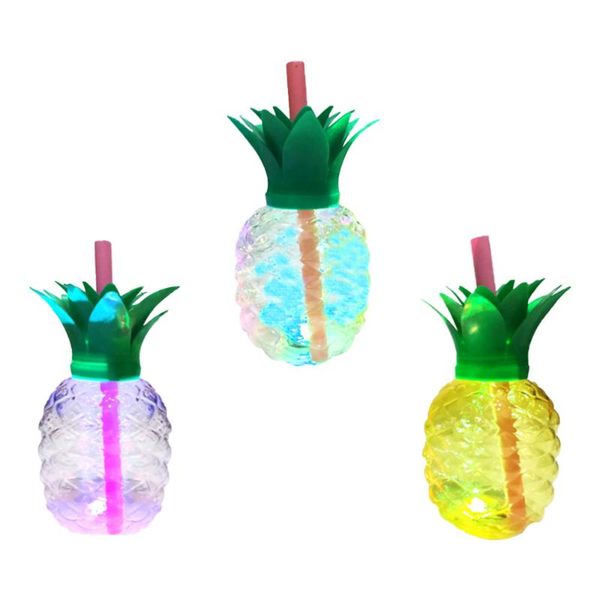 

mugs 3pcs 500ml pineapple cups with light and straw hawaiian party favors