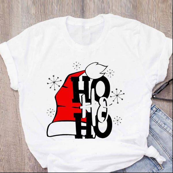 

women t shirt graphic hat festival fashion 90s holiday year merry christmas clothing female printed lady tees, White