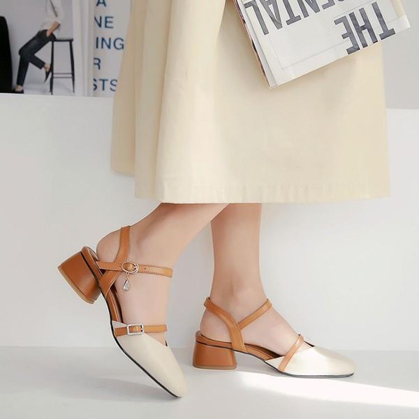 

big size 9  11 12 high heels sandals women shoes woman summer ladies button with thick in baotou, Black