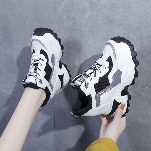 

womens chunky sneakers spring womens casual sports high platform shoes 2021 all-match comfortable mesh breathable autumn shoes