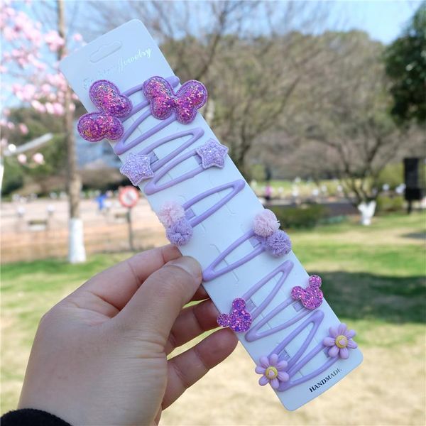 

10pcs/set cartoon butterfly girls hair clips fashion cute bb flower barrette kid headdress children sweet accessories, Slivery;white