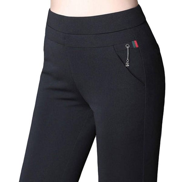 

women's pants & capris 2021 autumn and winter plus velvet thickened girl nine-point high waist outer wear black casual slim women feet, Black;white