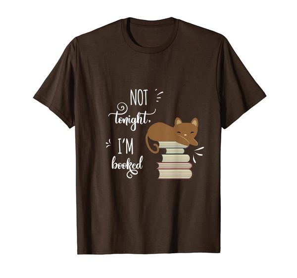

cute cat reading books not tonight i'm booked t-shirt, White;black