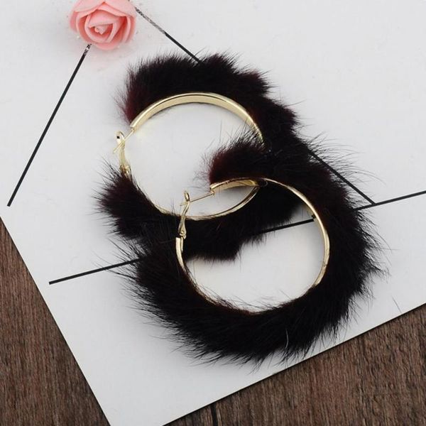 

hoop & huggie 1 pair attractive circle earrings lightweight dress up temperament round shape plush, Golden;silver
