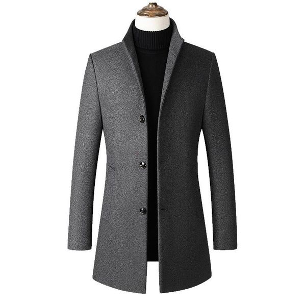 

men's trench coats promotion winter wool jacket coat long cotton collar, Tan;black