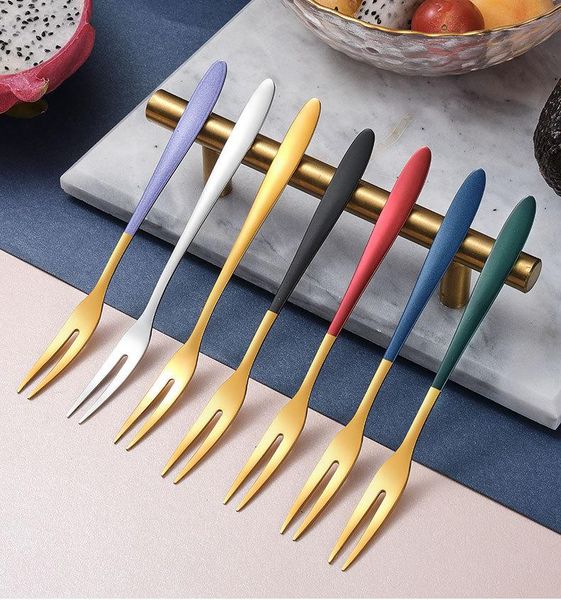 

fruit fork dessert forks small stainless steel ruit tenedores acero inoxidable mini snack