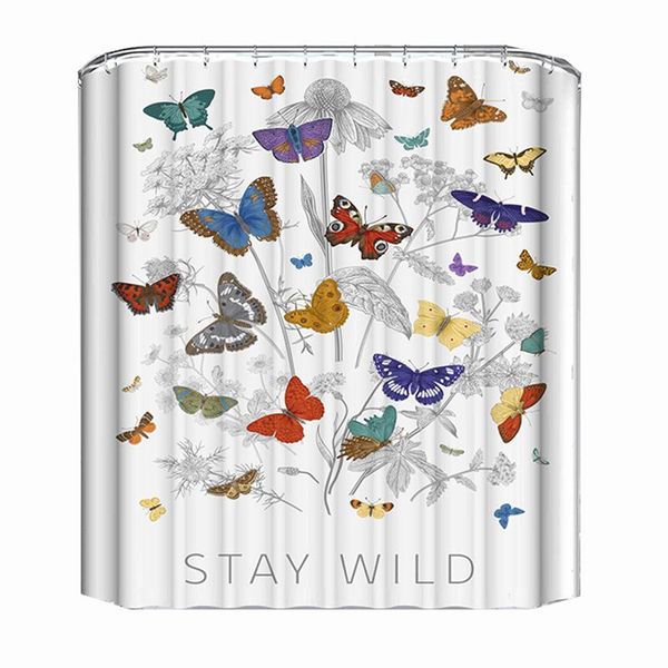 

shower curtains butterflies curtain bathroom carpet wild flower 3d