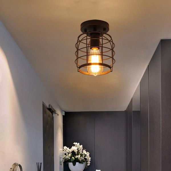 

ceiling lights living room light flush mount bedroom stairway rustic vintage industrial restaurant kitchen metal cage home decor e27