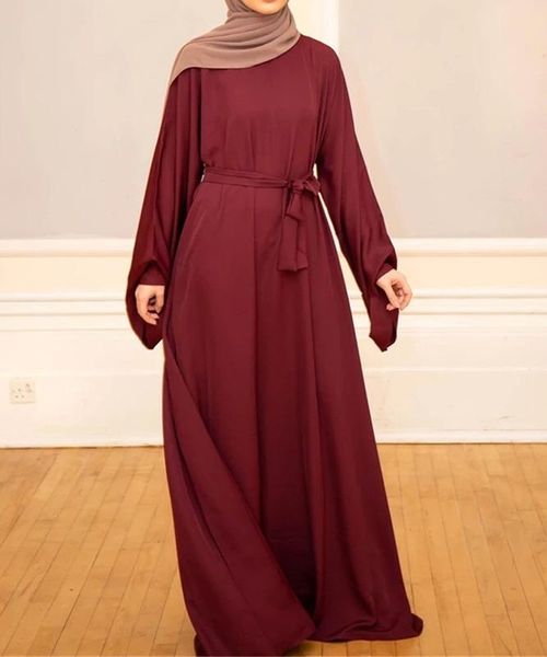 

ethnic clothing women muslim maxi dress abaya loose nidha long sleeves solid color dubai turkey modest robe islamic clothes elegant caftan g, Red
