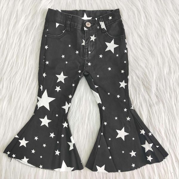 

sell children fall long pants baby girls black jeans with stars kids bell, Blue
