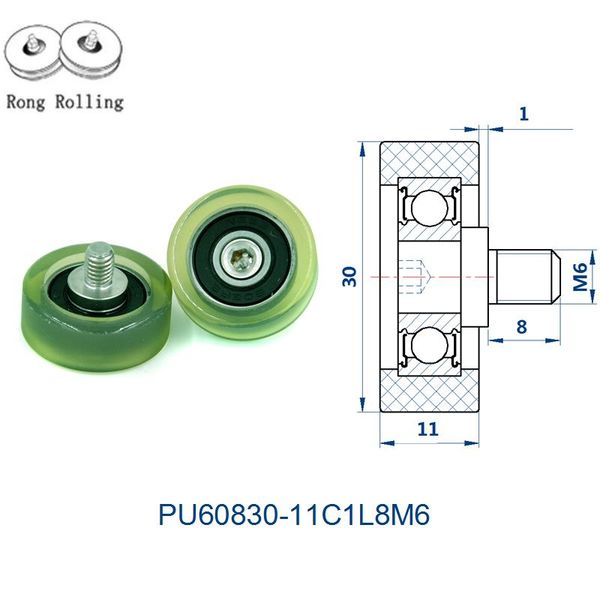 

outer diameter 30mm with 11mm thickness pu material coated bearing, drawer pulley, screw sliding door roller other hardware