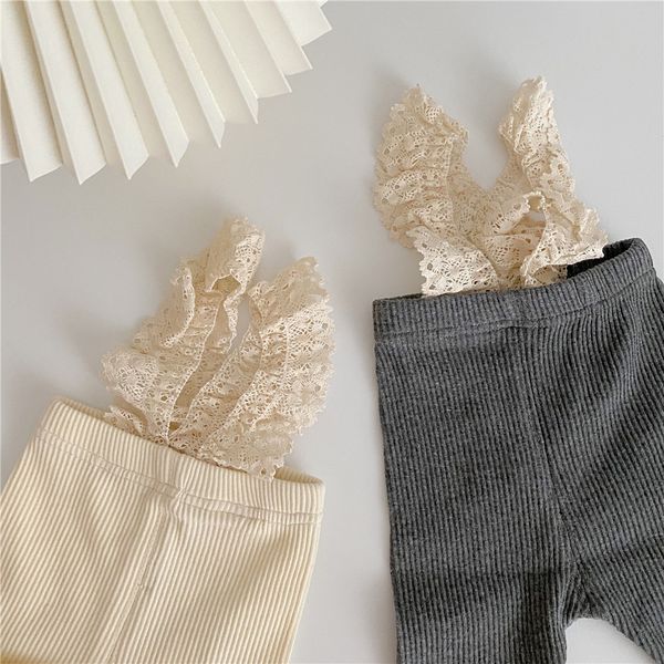 

2021 newborn baby cotton leggings baby pants high waist cross lace belt baby leggings boys girls pants kids stockings, Blue