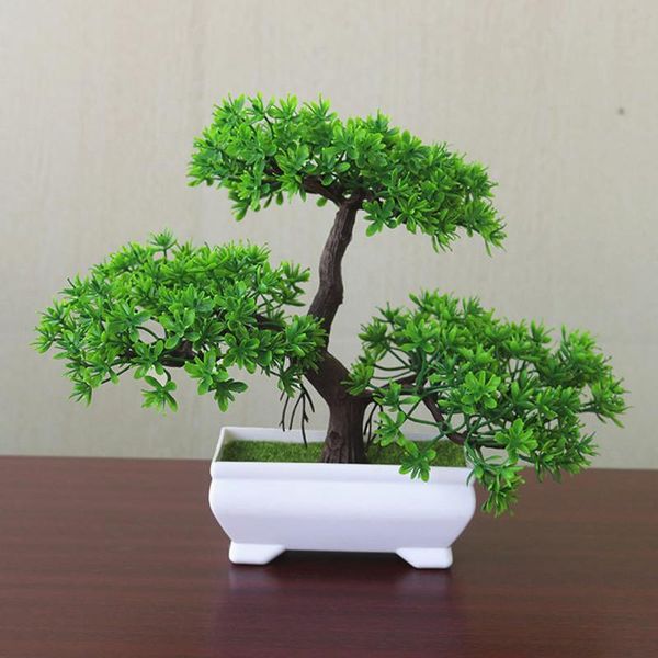 

decorative flowers & wreaths 1pc artificial dried fake green pot welcoming pine bonsai simulation potted plants ornament home decor