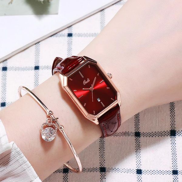 

wristwatches fashion watch women intellectual casual genuine leather strap calendar quartz wrist watches for waterproof, Slivery;brown