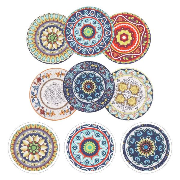 

mats & pads 6pcs home mandala pattern coasters decorative round ceramic cup