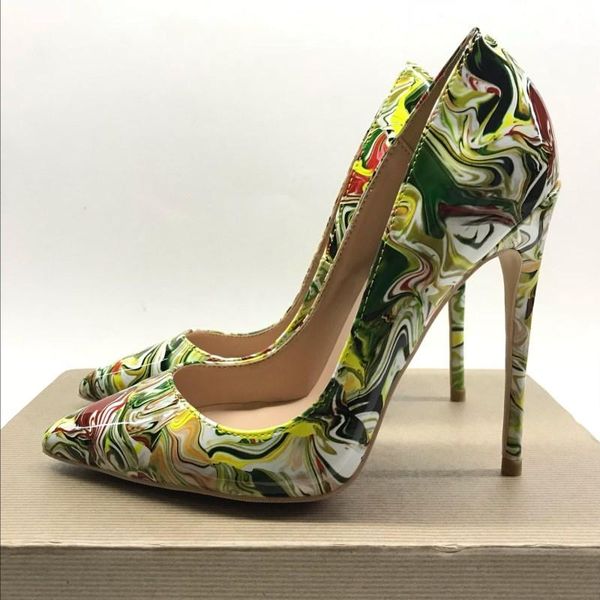 

dress shoes single party evening brand shallow mouth high heel pointed fashion women's printing thin heels rubber, Black