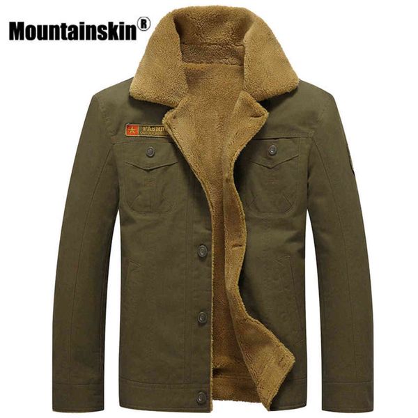 

mountainskin winter warm jackets thick fleece men's coats casual cotton fur collar mens military tactical parka outerwear sa351 y1122, Black;brown