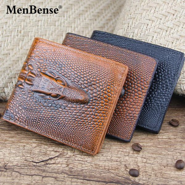 

wallets men pu leather wallet fashion classic crocodile pattern men's short for cards luxury mini coin purse, Red;black
