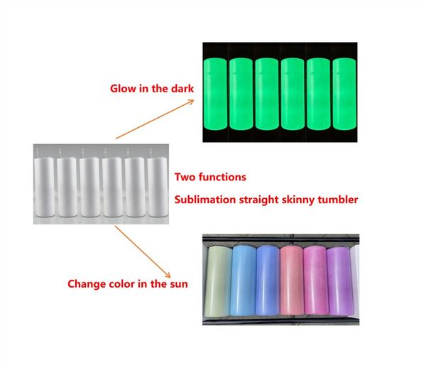 

sublimation straight tumblers glow in the dark and uv color channging cups insulation water bottle stainless coffee mugs rubber bottom steel