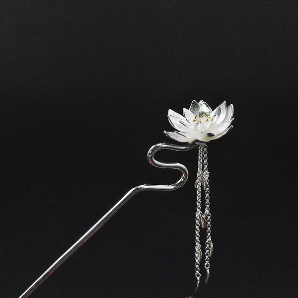 

other lotus flowers hair accessories for women wedding 925 sterling silver chinese japanese sticks jewelry bride head piece, Slivery;golden