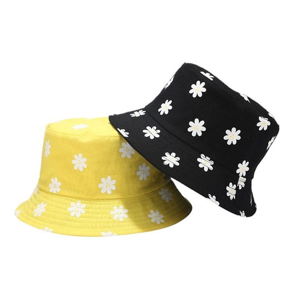 

sunscreen flower print fisherman hat women fashion floral bucket stylish caps outdoor sunhat for ladies female & hats, Yellow