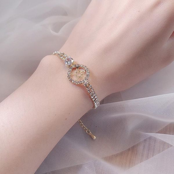 

fashion shiny rhinestone zircon bracelets for women jewelry korean simple charms bracelets accessories, Golden;silver