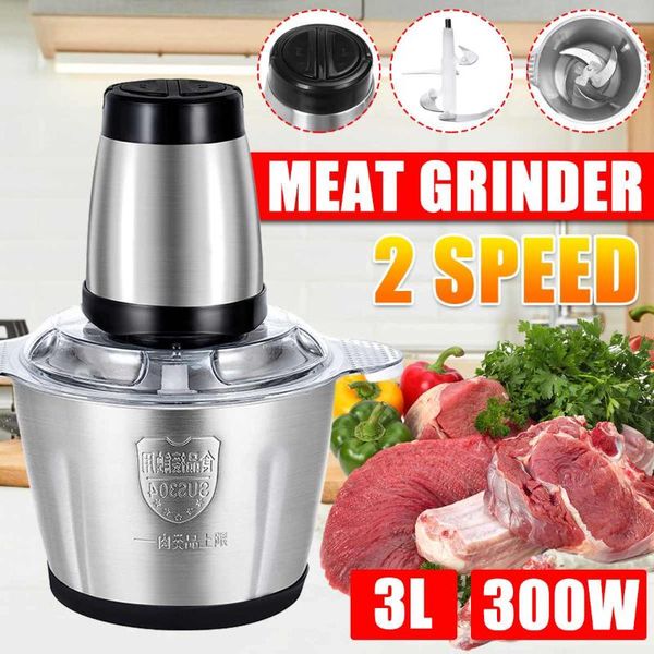

meat grinders 3l stainless steel electric chopper grinder mincer processor slicer food kitchen tools 8000r/min 220v