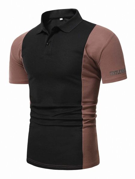 

men letter graphic colorblock polo shirt u93y#, White;black