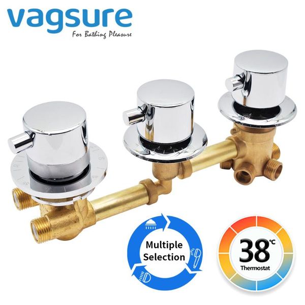

vagsure one piece brass mixing valve diverter thermostatic shower faucet tap temperature control screw or intubation 2/3/4/5 way bathroom se