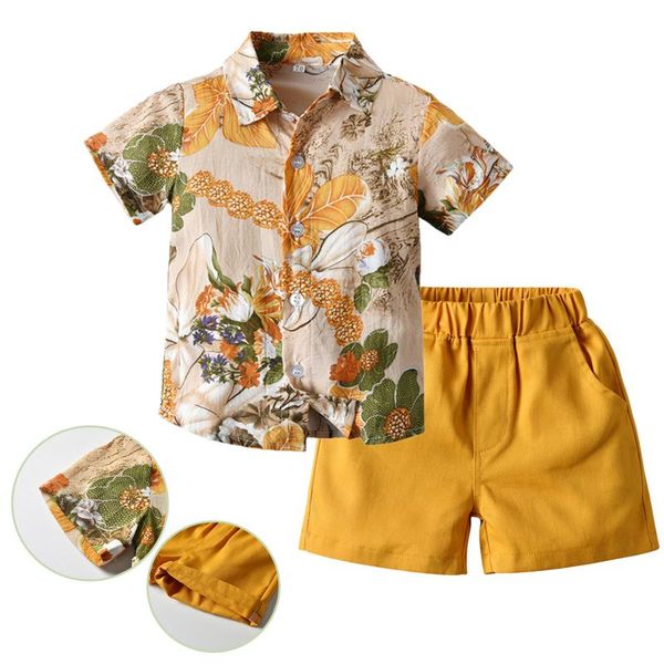 

clothing sets hawai boy gentleman suit set summer short sleeve shirt+shorts casual baby girl clothes pour bÃ©bÃ©s, White