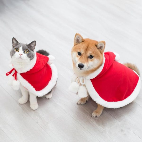 

cat costumes pet red christmas cloak dog hat costume dress up cosplay clothes year accessories festival suit decoration