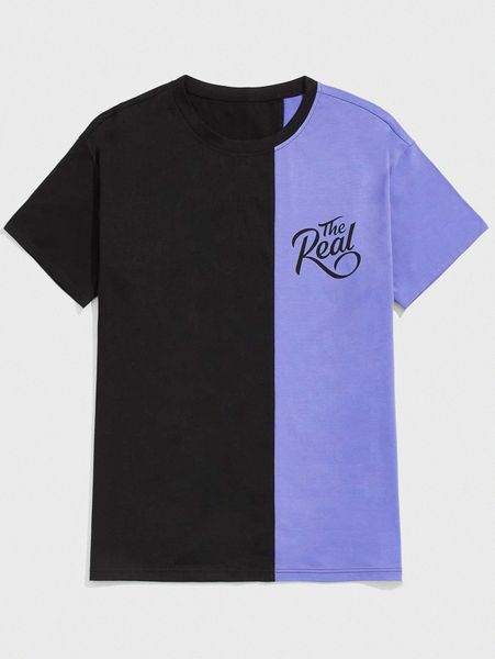 

romwe guys letter colorblock tee r5v7#, White;black