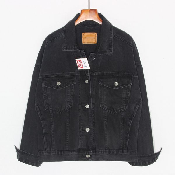 

jacket vintage black denim women outerwear casual loose single breasted long sleeve short jeans jacket coat female, Black;brown