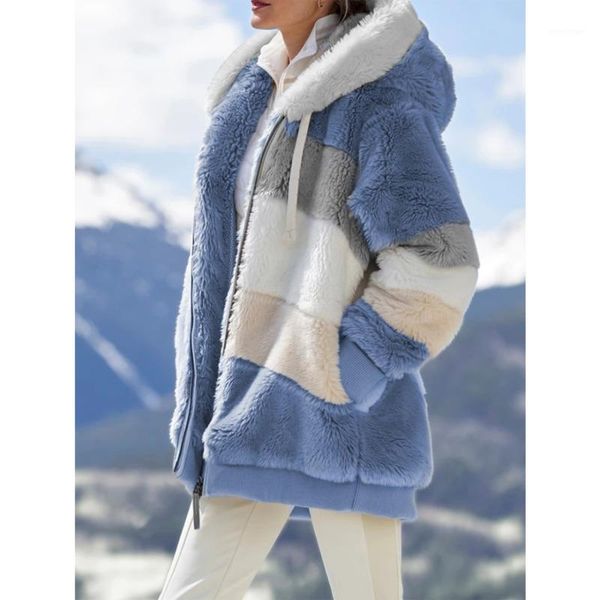 

women's fur & faux 2021 winter thick warm teddy coat woman lapel long sleeve fluffy hairy fake jackets female button pockets plus size, Black
