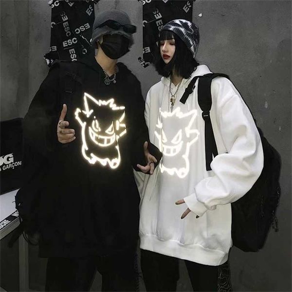 

new hip hop reflective bodywear for men women in autumn and winter, Black