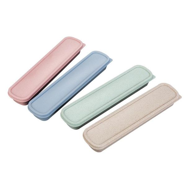 

storage bottles & jars wheat straw small portable tableware box children's chopsticks and spoon kitchen accessories