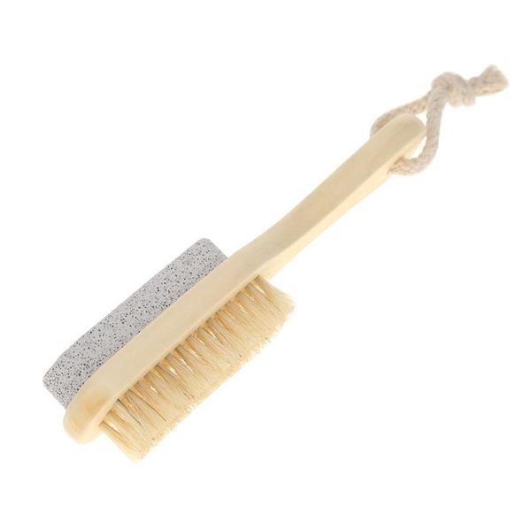 

pumice stone foot massage brush feet exfoliating remover scrubber tool wooden bath shower natural handle bristle