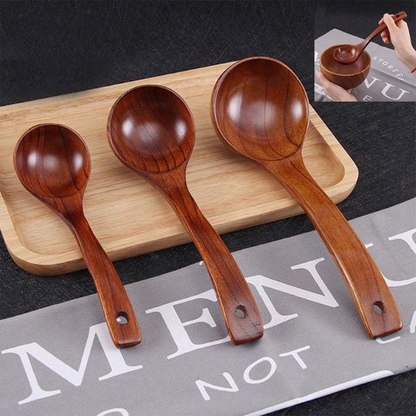 

spoons 1pc wooden long handle large soup scoops natural wood spoon ladle ramen catering tableware kitchen utensil