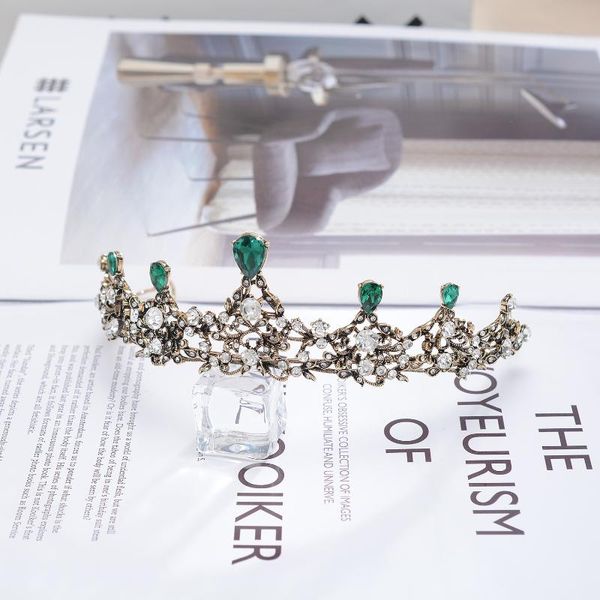 

hair clips & barrettes pioessa retro pricess queen women luxury green big crystal tiara and crowns jewelry for bridal bride wedding party gi, Golden;silver
