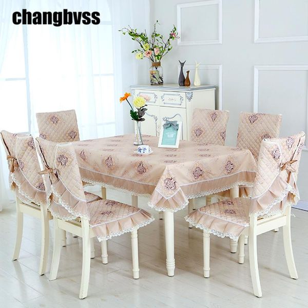 

rectangulaire 150*200cm four colors table cloth lace tablecloth dining cover 9 pieces nappe set for wedding