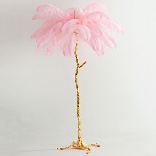 

noridc ostrich feathers copper floor lamp standing for living room bedroom lights home decor indoor lighting lamps