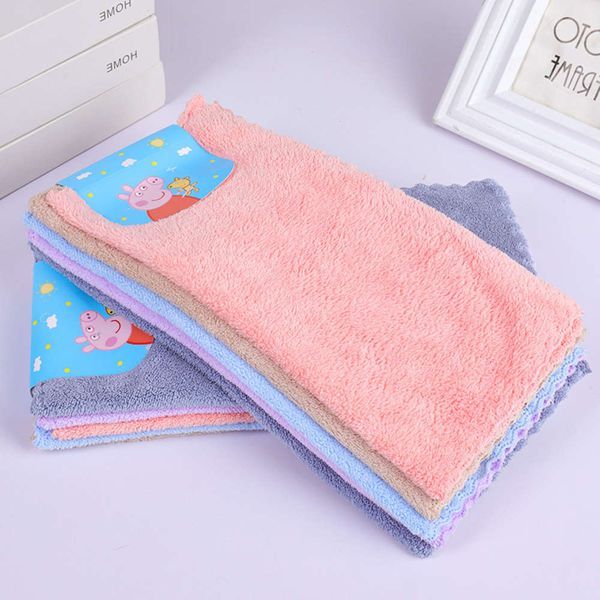 

coral velvet 5 card towel 30 * 30 square thickened soft absorbent baby cartoon handkerchief, White