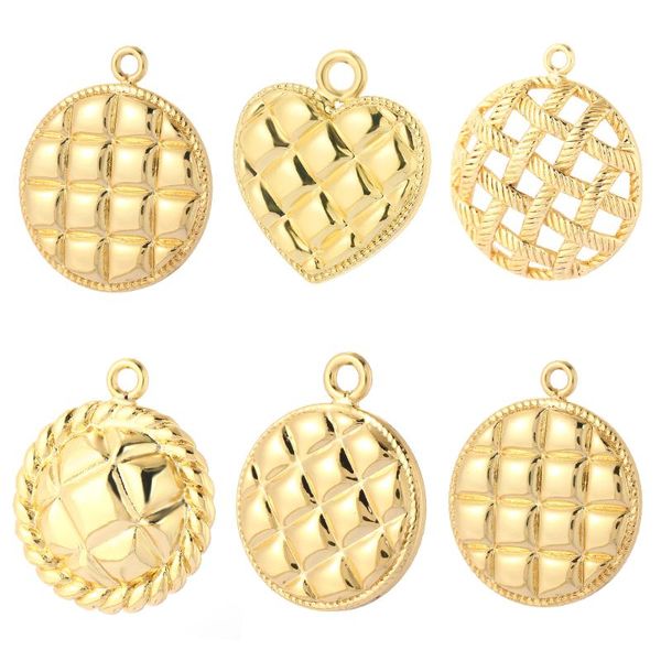 

charms gold lattice geometric for earrings bracelet necklace jewelry making heart round designer diy pendant accessories, Bronze;silver