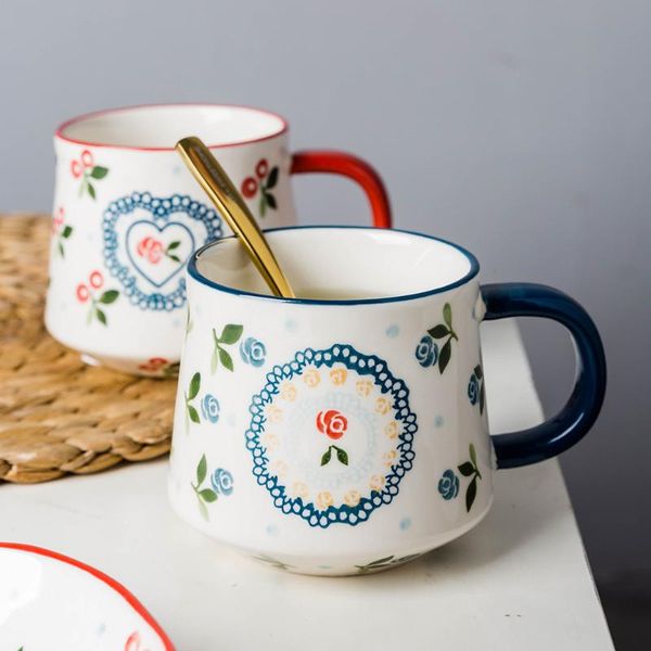 

mugs 450/220/350ml cherry coffee milk breakfast cup with handle ceramic lovers tumblers office home drinkware tool