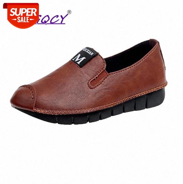 

Leather Round Toe Soft bottom Non-slip flat women shoes 2019 spring autumn shoes women Casual Comfortable Soft Patchwork #9J3c